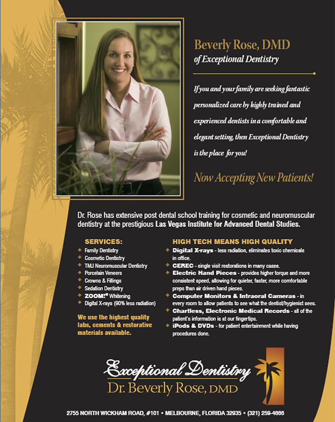 Beverly Rose, DMD Exceptional Dentistry Melbourne magazine page