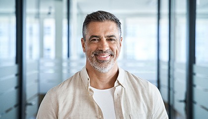 Closeup of man smiling in office