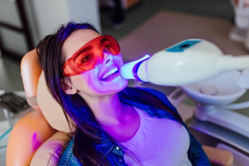 Patient receiving teeth whitening from a dentist in Melbourne