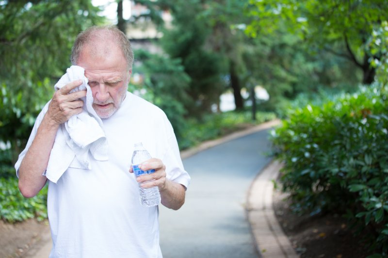 Man experiencing signs of dehydration