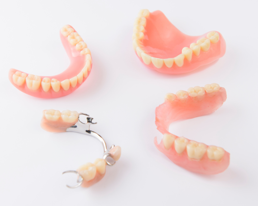 Disassembled dentures